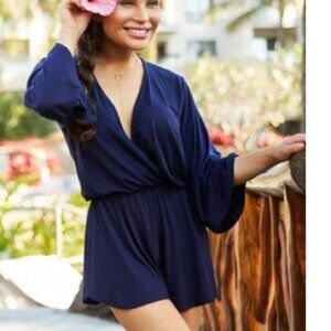 NAKED PRINCESS Lila Plunging V Neck Romper